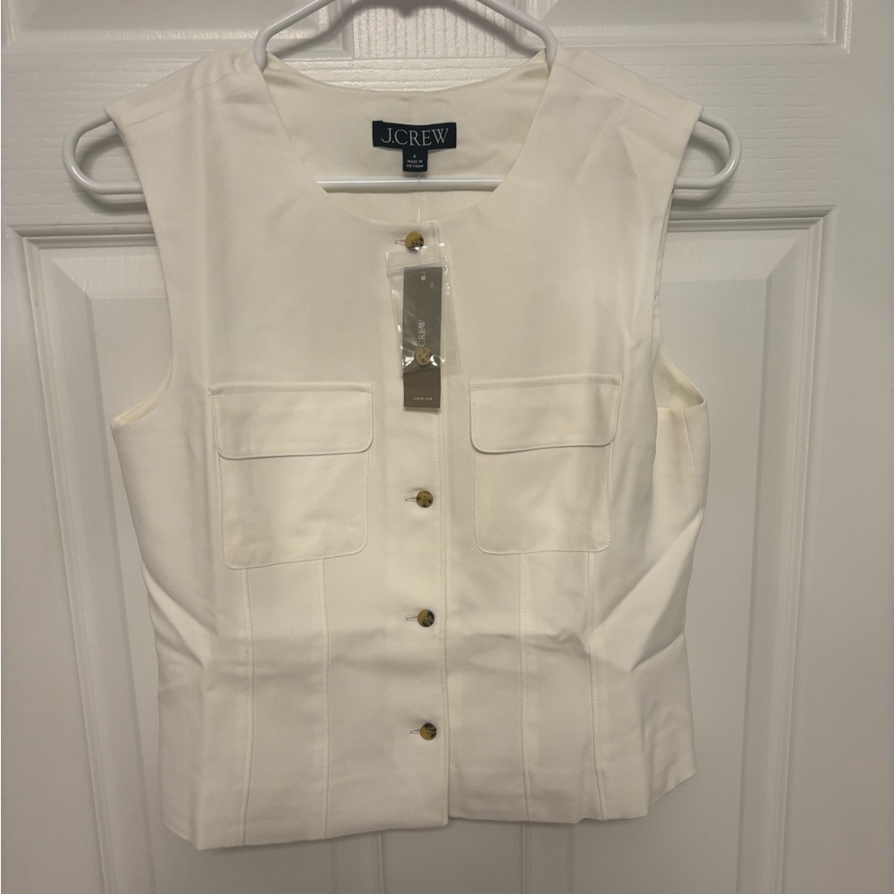 J.Crew Ivory Button-Front Top. New. Size 6